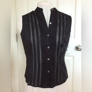 Rafaela Black Sleeveless Pleated Top